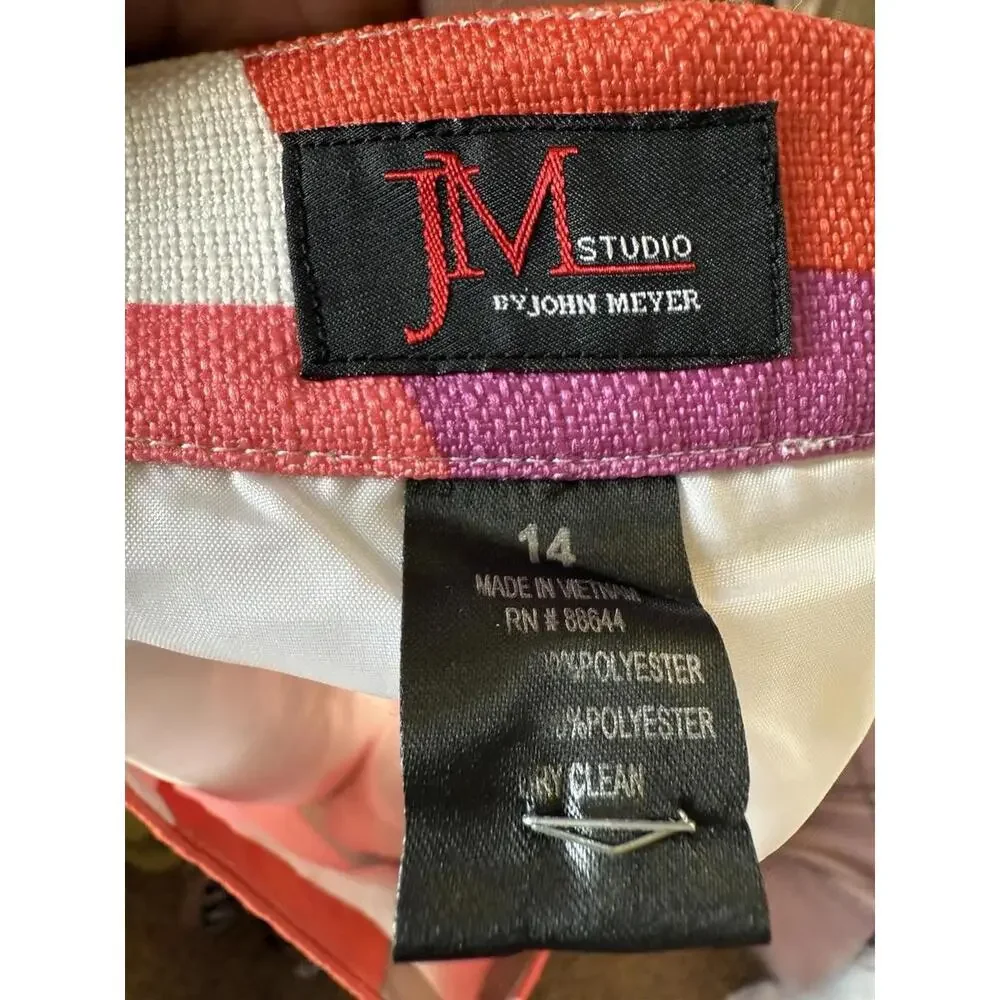 JM Studio‎ By John Meyer Sz 14 Color Block Skirt Geometric Colorful Retro